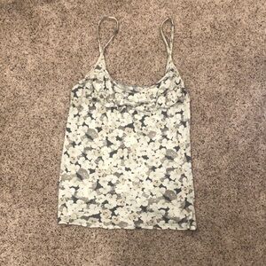 Gray and white floral tank
